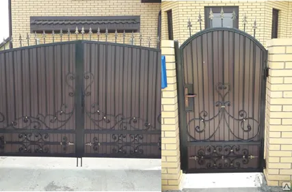 Фото №0 Ворота с калиткой с элементами ковки