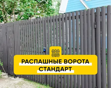 фото Распашные ворота Стандарт на винтовых сваях (порошковая окраска)