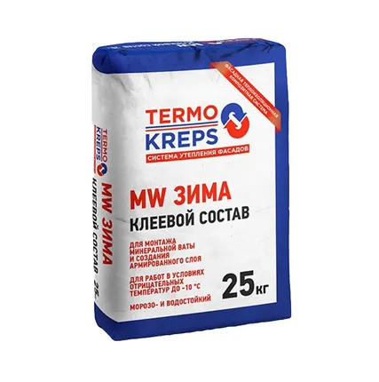 Фото №0 Штукатурно-клеевая смесь КРЕПС MW TERMOKREPS (Зима от -10), 25 кг
