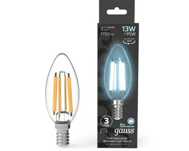 фото Светодиодная филаментная лампа Gauss Свеча 13W 1150Lm 4100K E14 103801213
