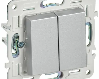 фото SKANDY Выключатель 2-клавишный проходной 10А SK-V05S серебряный IEK