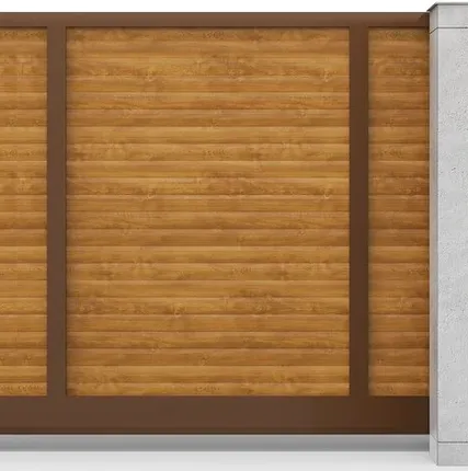 Фото №0 Откатные ворота р-профиль горизонтальные золотой дуб 3500х2000 мм