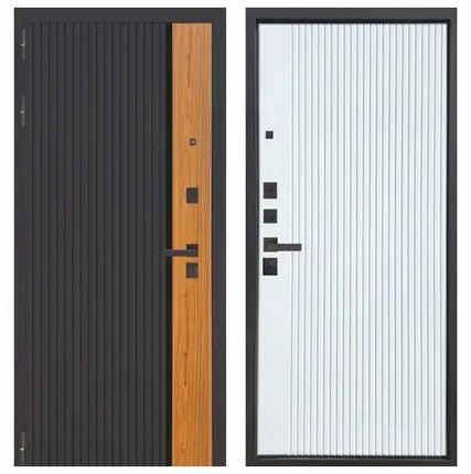 Фото №0 Дверь входная Кантри (Ferroni) МДФ/МДФ, Черный муар, Дуб вотан/Эмалит белый 2050х860мм, ЛЕВАЯ