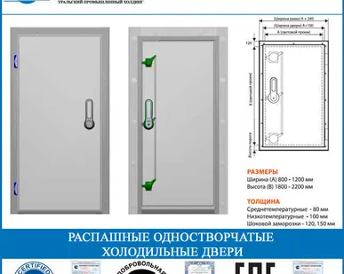 фото Распашные одностворчатые полупотайные холодильные двери РДОП