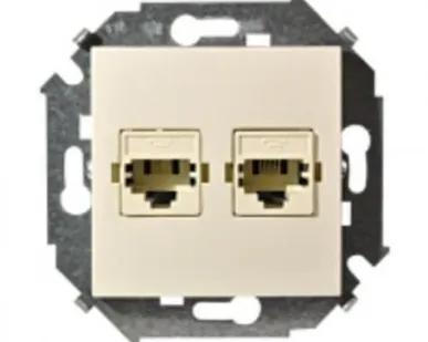 фото Механизм компьютерной розетки Simon 15 двойной RJ45 категория 5е белая