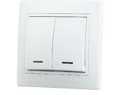 фото Выключатель 2-кл. СП Мира 10А IP20 с подсветкой с бел. вставкой бел. LEZARD 701-0202-112