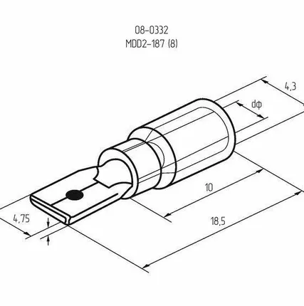 Фото №6 Клемма плоская изол. (штекер) (VM 2-187(8)) REXANT 08-0332