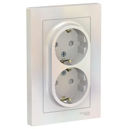 Фото №0 Розетка 2-м AtlasDesign 16А с заземл. защ. шторки в сборе жемчуг SchE ATN000426