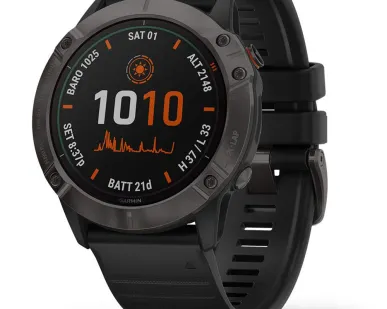 фото Часы Garmin Fenix 6X Pro Solar титановый серый DLC с черным ремешком