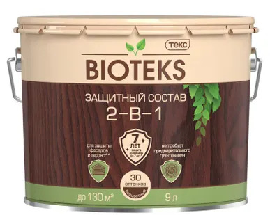 фото Антисептик защитный лессирующий 2-в-1 Тик Биотекс (Bioteks) 9л
