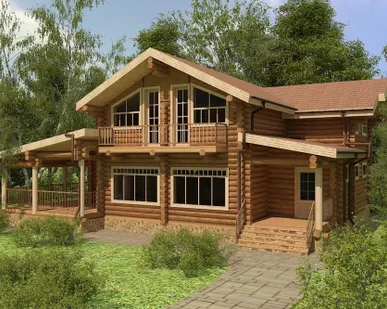 фото Сруб дома 12х16 м двухэтажный