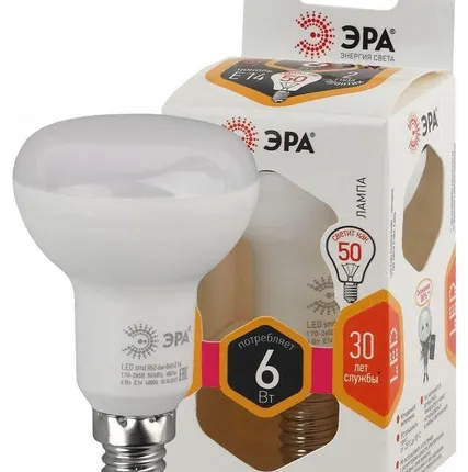 Фото №0 Лампа светодиодная R50-6w-827-E14 480лм ЭРА Б0028489