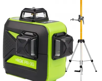 фото Комплект: лазерный уровень RGK PR-3G с калибровкой + штанга-упор RGK CG-2
