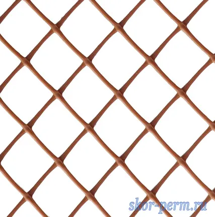 Фото №0 Сетка пластиковая, ячейка 40х40 мм ромб, 1,5х10 м (15 м2), коричневая