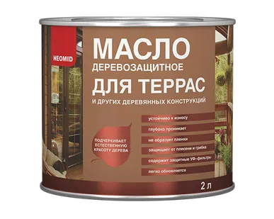 фото Масло деревозащитное для террас NEOMID 2 л орех