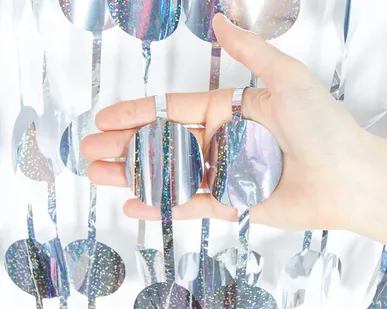 фото Занавес Круг, Лазерный, Серебро, Голография, 100*200 см, 1 шт.