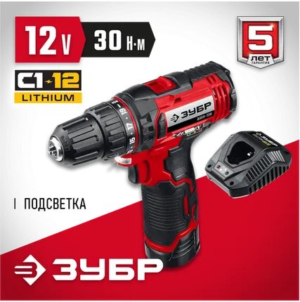 Фото №0 Аккумуляторная дрель-шуруповерт ЗУБР ДШЛ-125-21