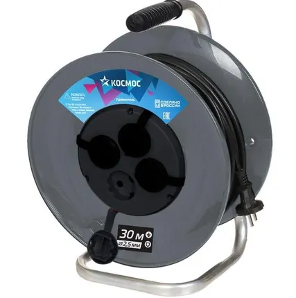 Фото №0 Удлинитель на катушке 4х30м с заземл. 16А IP44 ПВС 3х2.5 Космос YKKsm30m-4g-Z(2.5)IP