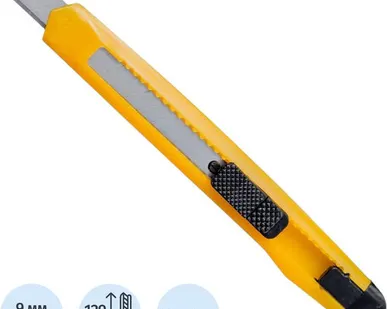 фото Нож канцелярский 9мм  Attache с фиксатором, полибег, цв.в ассорт.