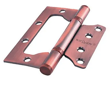 фото Петля дверная накладная 4" SOLLER медь (сталь 100*75*2) бабочка без врезки
