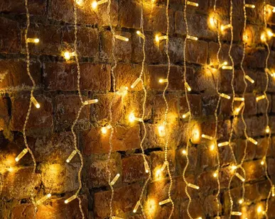 фото Гирлянда Дождь "ПЛЕЙ-ЛАЙТ" 2х1.5м 192LED 12Вт 220В IP44 тепл.бел. прозр. провод NEON-NIGHT 235-306-6
