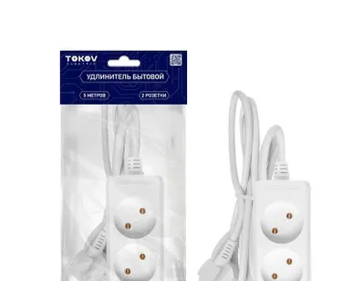 фото Удлинитель 2х5м без заземл. 10А 2х0.75 TOKOV ELECTRIC TKE-C01-BU2-5-075