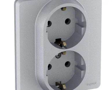 фото Розетка Inspiria 16А 250В 2х2P+E немецк. стандарт алюм. Leg 673752