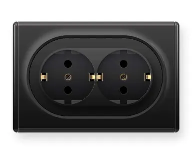 фото Розетка 2-м СП Florence с заземл. черн. 1E10401303 OneKeyElectro 2172813