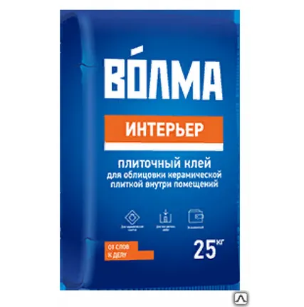 Фото №0 Клей для плитки Цементный Волма-Интерьер 25 кг