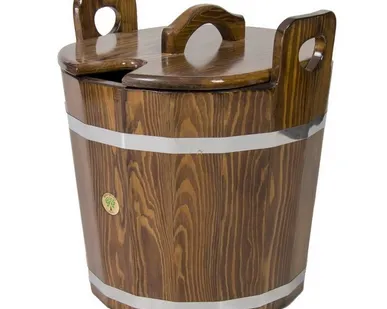 фото Запарник для бани с крышкой BentWood из мореной лиственницы  (22 л, D = 0,37 м H = 0,40 м)