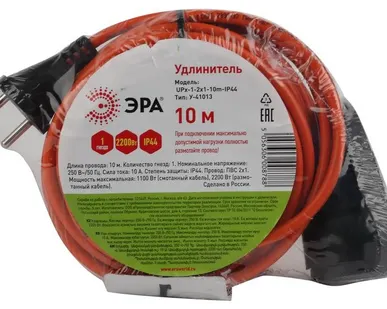 фото Удлинитель силовой UPx-1-2x1-10m-IP44 в бухте б/з 10м 1гнездо ПВС 2х1 Эра Б0046805
