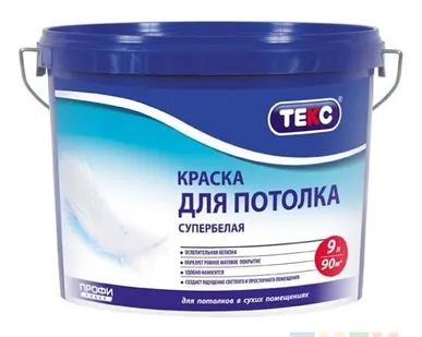 фото Краска ВД для потолков супербелая "Текс" ПРОФИ 9л (14,3кг)