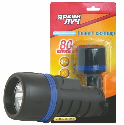 Фото №0 Фонарь Яркий луч LE-3406 Ночной снайпер 4AA резиновый, 3 светодиода, на 4хAA