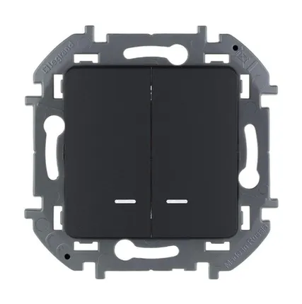 Фото №0 Inspiria Механизм выключателя 2-кл. 10А IP20 250В 10A с подсветкой антрацит Leg 673633 Inspiria