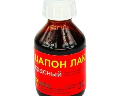 фото Цапонлак красный 20мл с кисточкой