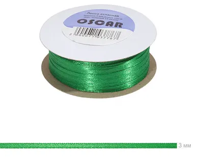 фото Атласная зеленая лента 3мм