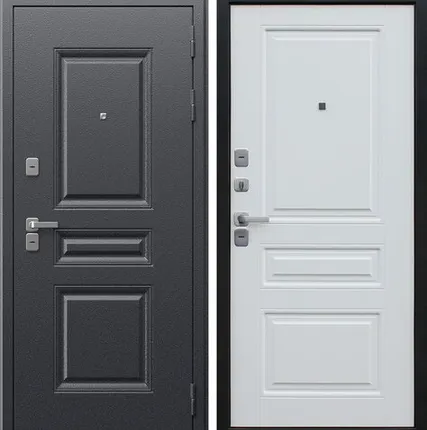 Фото №0 Входная дверь ТЕРМО Диксон антик черный (Неон)-белый матовый ТЕРМОразрыв АСД