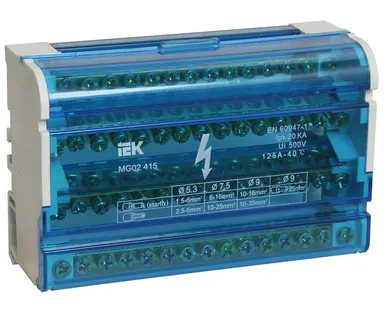 фото ШИНА 'N' на DIN в корпусе (кросс-модуль) ШНК 4х15 3L+PEN IEK