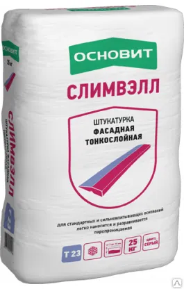 Фото №0 ОСНОВИТ СЛИМВЭЛЛ Т-23 штукатурка фасадная тонкослойная