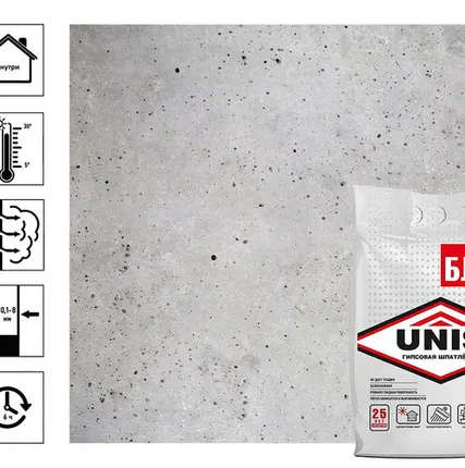 Фото №0 Шпаклевка финишная Unis гипсовая Блик, 5 кг