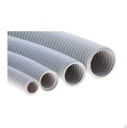 Фото №0 Труба гофрированная ПВХ d=63 мм с протяжкой серая ИЭК