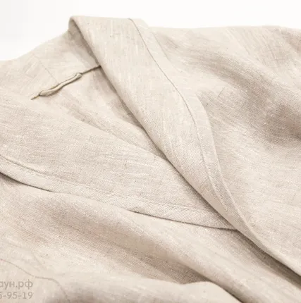 Фото №2 Халат для бани мужской Linen Steam Натюрель (р.54-56, бежевый, 100% лён)