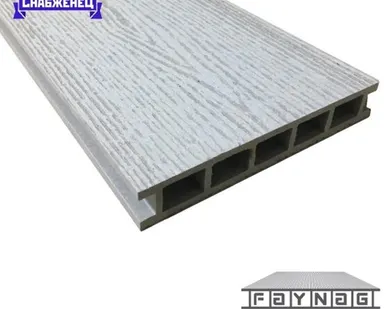 фото Террасная доска из ДПК Faynag "Stelo" цвет: Серебро, 152x24 мм (цена м2)