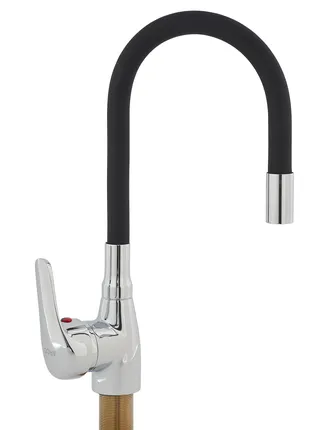 Фото №0 Смеситель Arco А4701BL кухня, 40 мм, ручка боковая, с гайкой, гибкий излив, черный