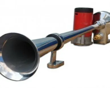 фото Сигнал звуковой воздушный 1-рожок, хром, с компрессором, 12V "400мм"