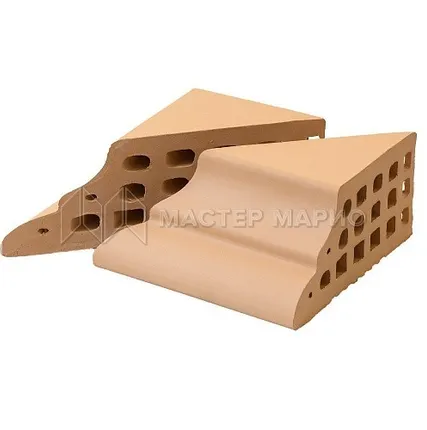 Фото №0 Кирпич карнизный керамический «Соломенный» пустотелый угловой