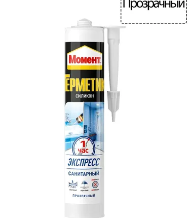 Фото №0 Герметик силикон.санитар. "Экспресс" Момент, прозрачный, 280мл
