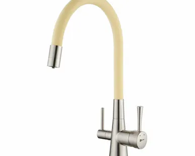 фото Смеситель Lemark Comfort LM3075BN-Beige для кухни с гибким изливом, с подключением к фильтру с питьевой водой