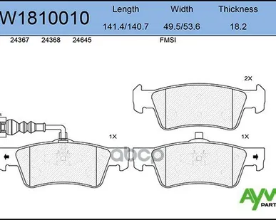 фото Колодка Тормозная 1187.01=1187.02 Aywiparts Aw1810010 Задние AYWIparts арт. AW1810010