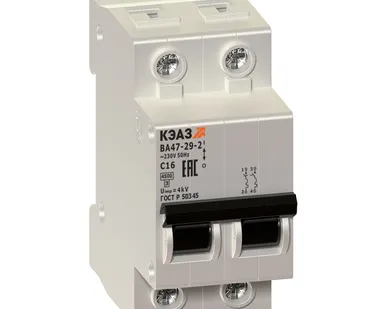 фото Выключатель автоматический модульный 2п C 16А 4.5кА ВА47-29-2C16-УХЛ3 КЭАЗ 141594